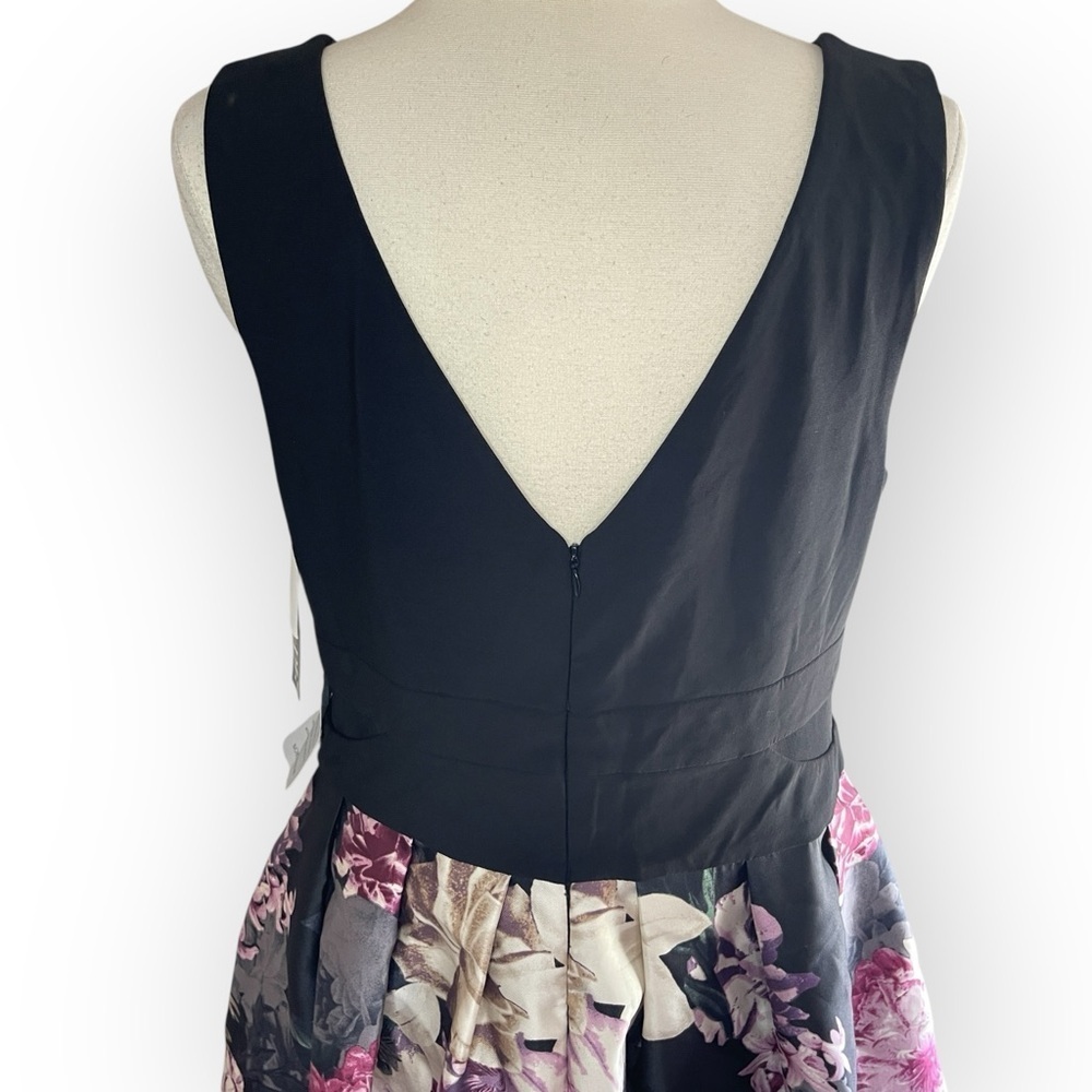 NWT Xscape Black & Pink Floral Fit-and-Flare Dress - Picture 7 of 10